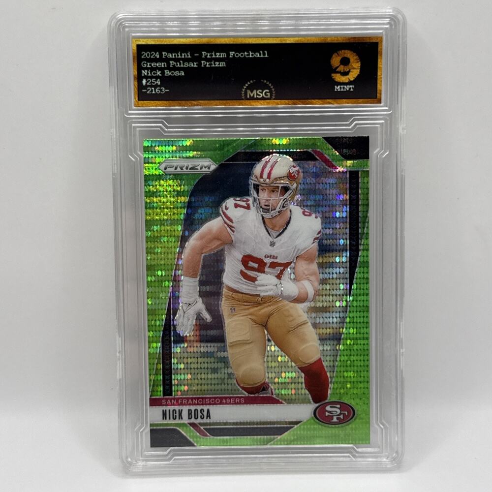 2024 Panini Football Prizm Nick Bosa Neon Green Pulsar #254 NFL 49ers Graded 9